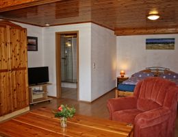 Wohn- und Schlafbereich Apartment Ferienwohnung Budach